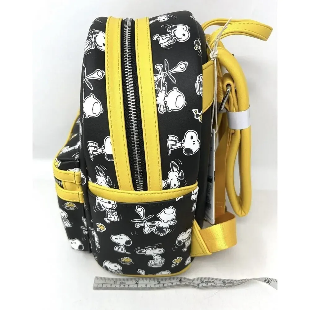 Loungefly Peanuts Snoopy Woodstock Charlie Brown Mini Backpack Black Yellow NWT
